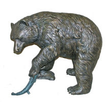 Ours en bronze avec poisson Statue BVLA-024R